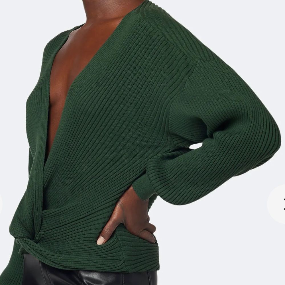 Hudson Garden Topiary Green Knotted Ribbed Sweater Medium - Picture 3 of 14